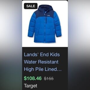 Lands' End Kids Two-Tone Blue Puffer Jacket